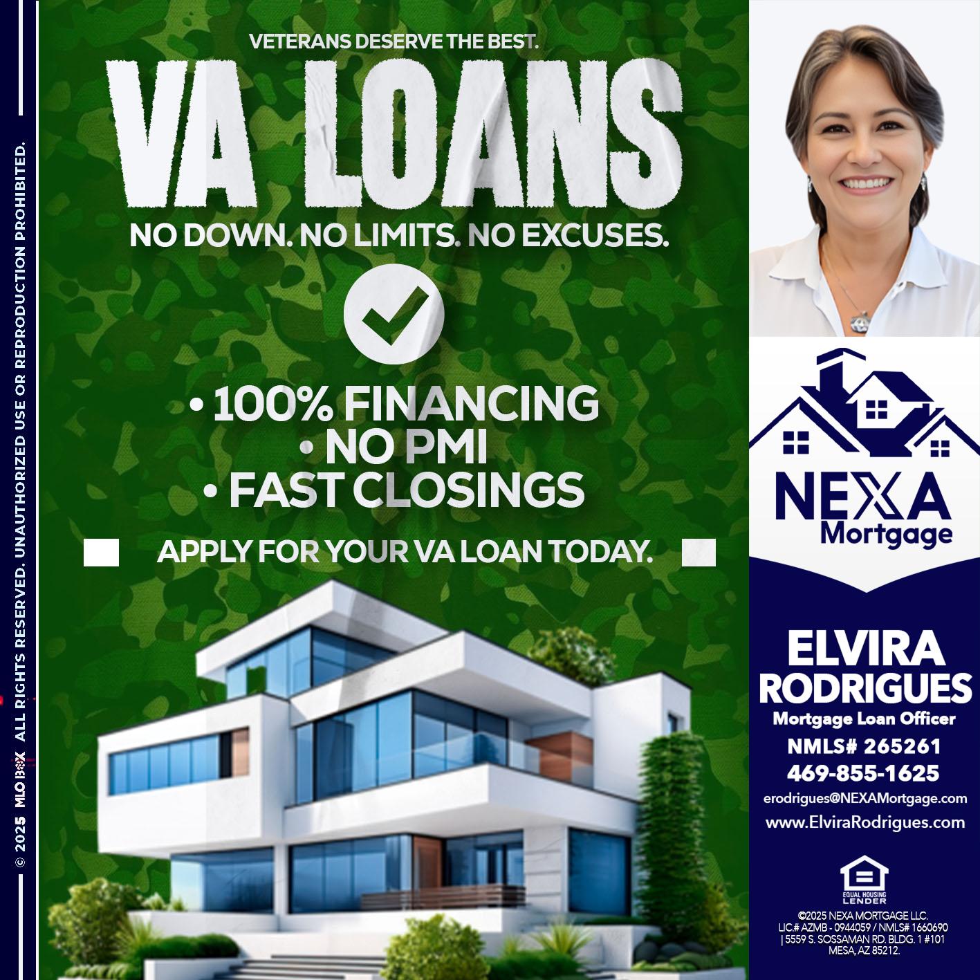 VA LOANS - Elvira Rodrigues -Mortgage Loan Officer