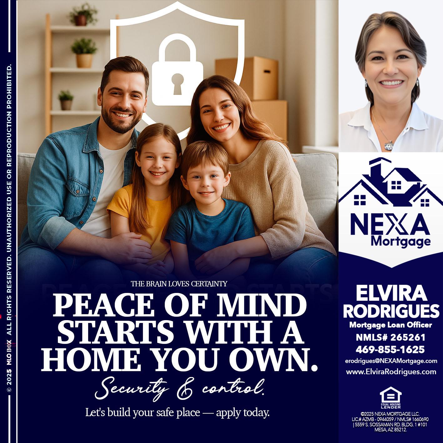 peace of mind - Elvira Rodrigues -Mortgage Loan Officer