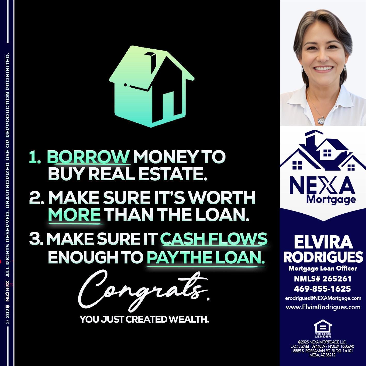 BORROW MONEY - Elvira Rodrigues -Mortgage Loan Officer