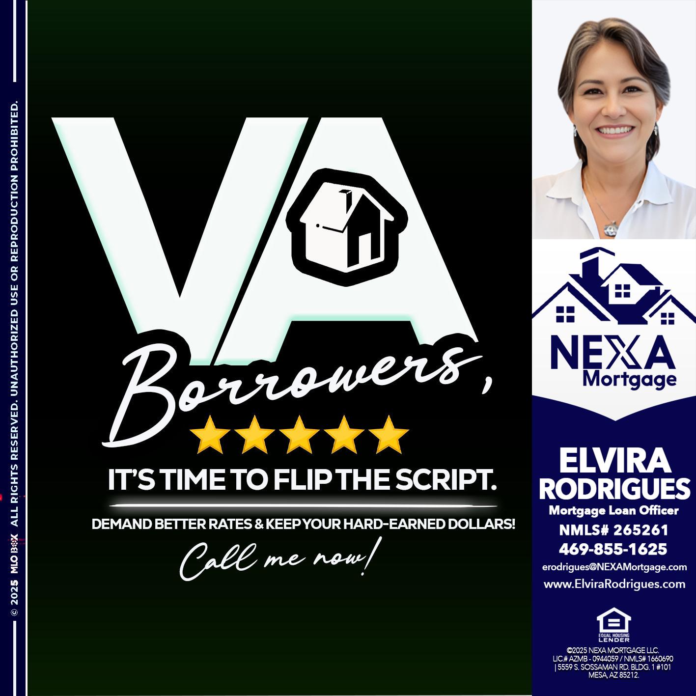 VA BORROWERS - Elvira Rodrigues -Mortgage Loan Officer
