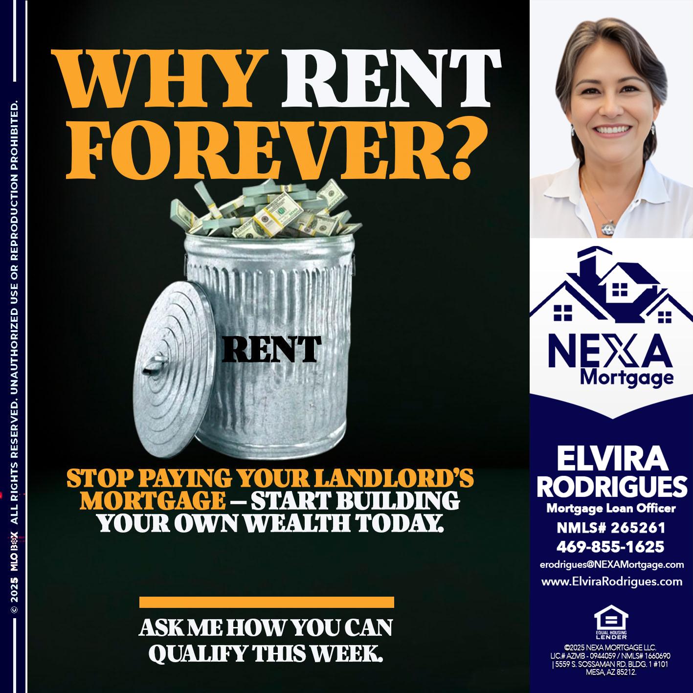why rent? - Elvira Rodrigues -Mortgage Loan Officer