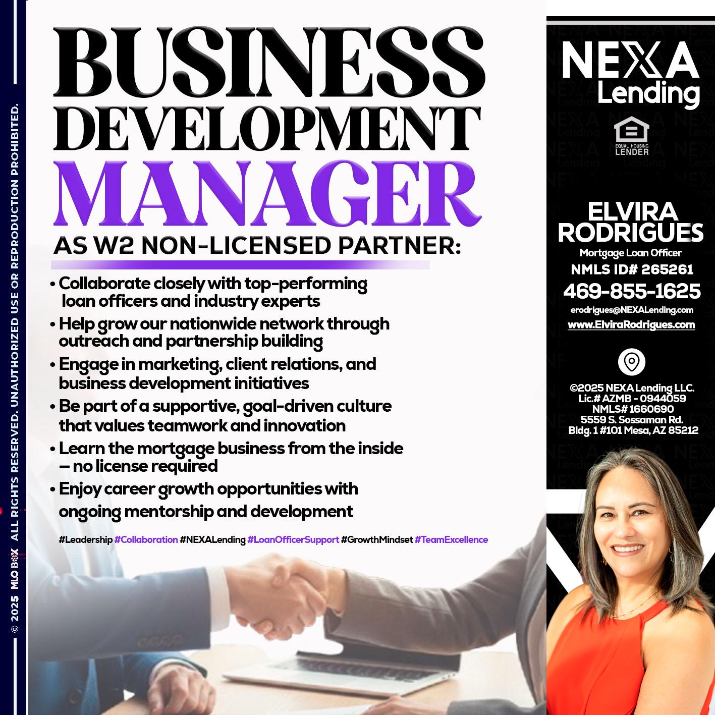 business development - Elvira Rodrigues -Mortgage Loan Officer