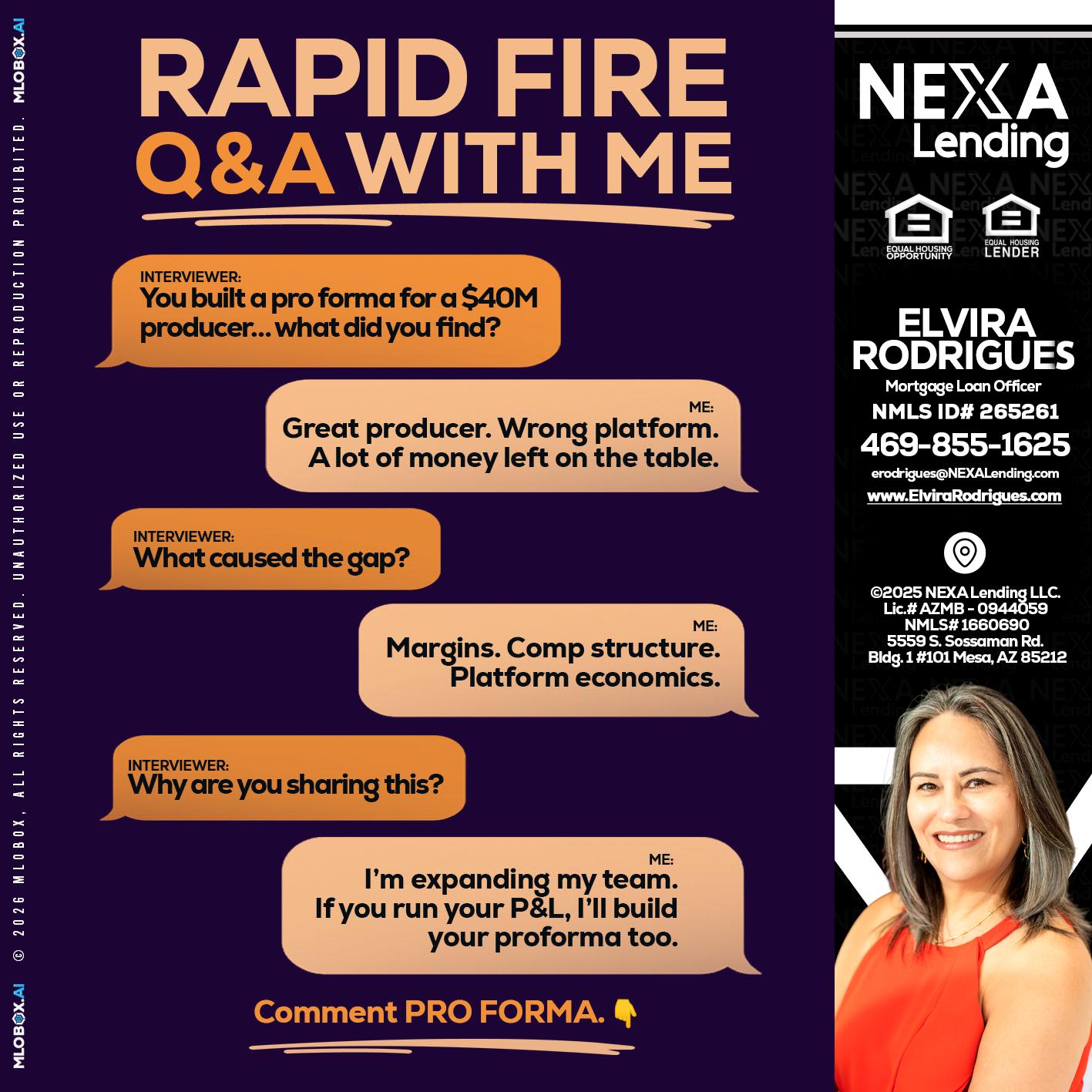 RAPID FIRE - Elvira Rodrigues -Mortgage Loan Officer