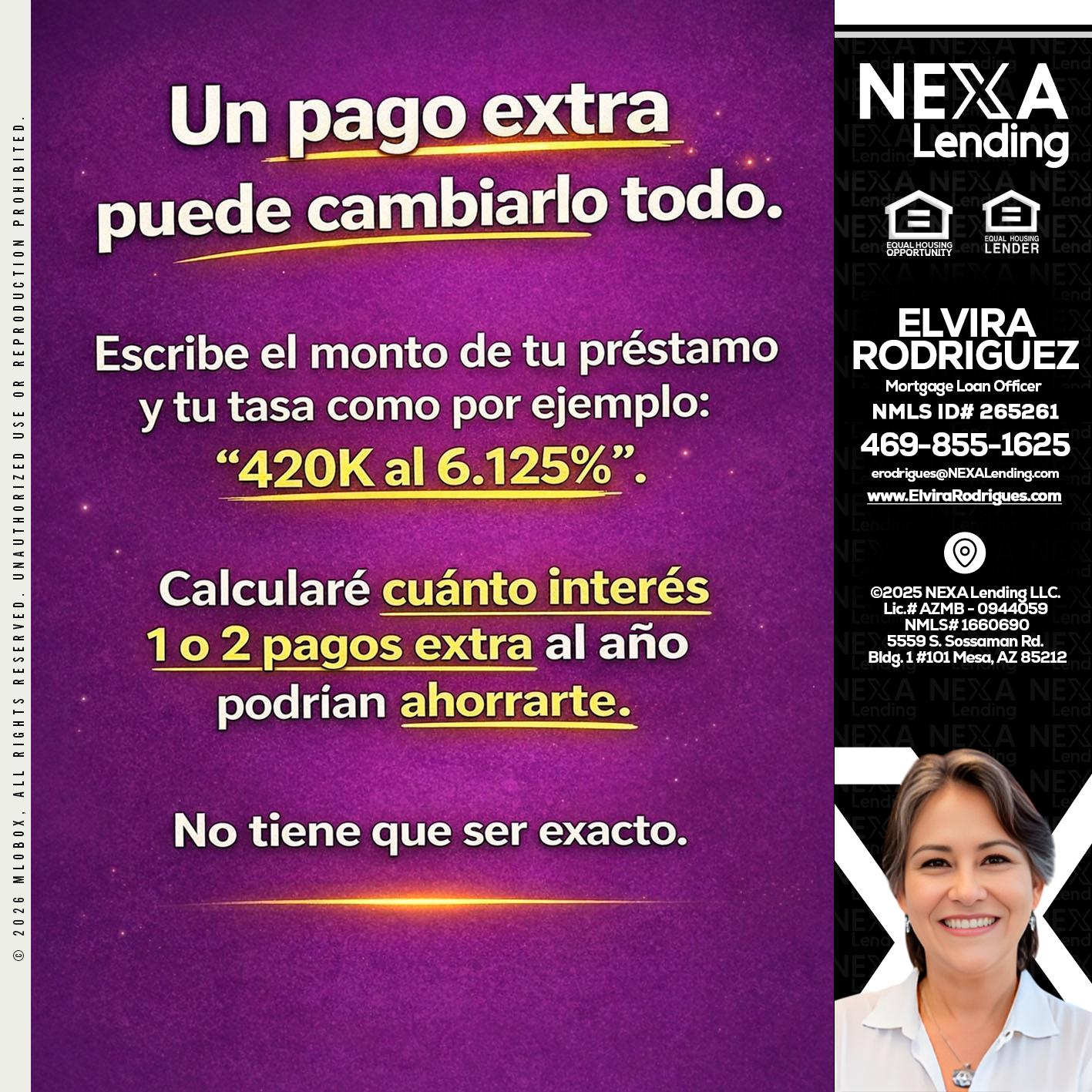 un pago extra - Elvira Rodrigues -Mortgage Loan Officer