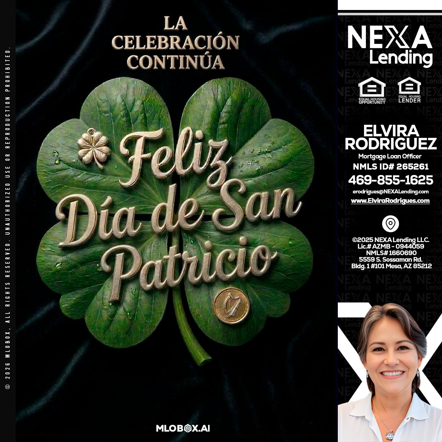 FELIZ DIA DE SAN PATRICIO - Elvira Rodrigues -Mortgage Loan Officer