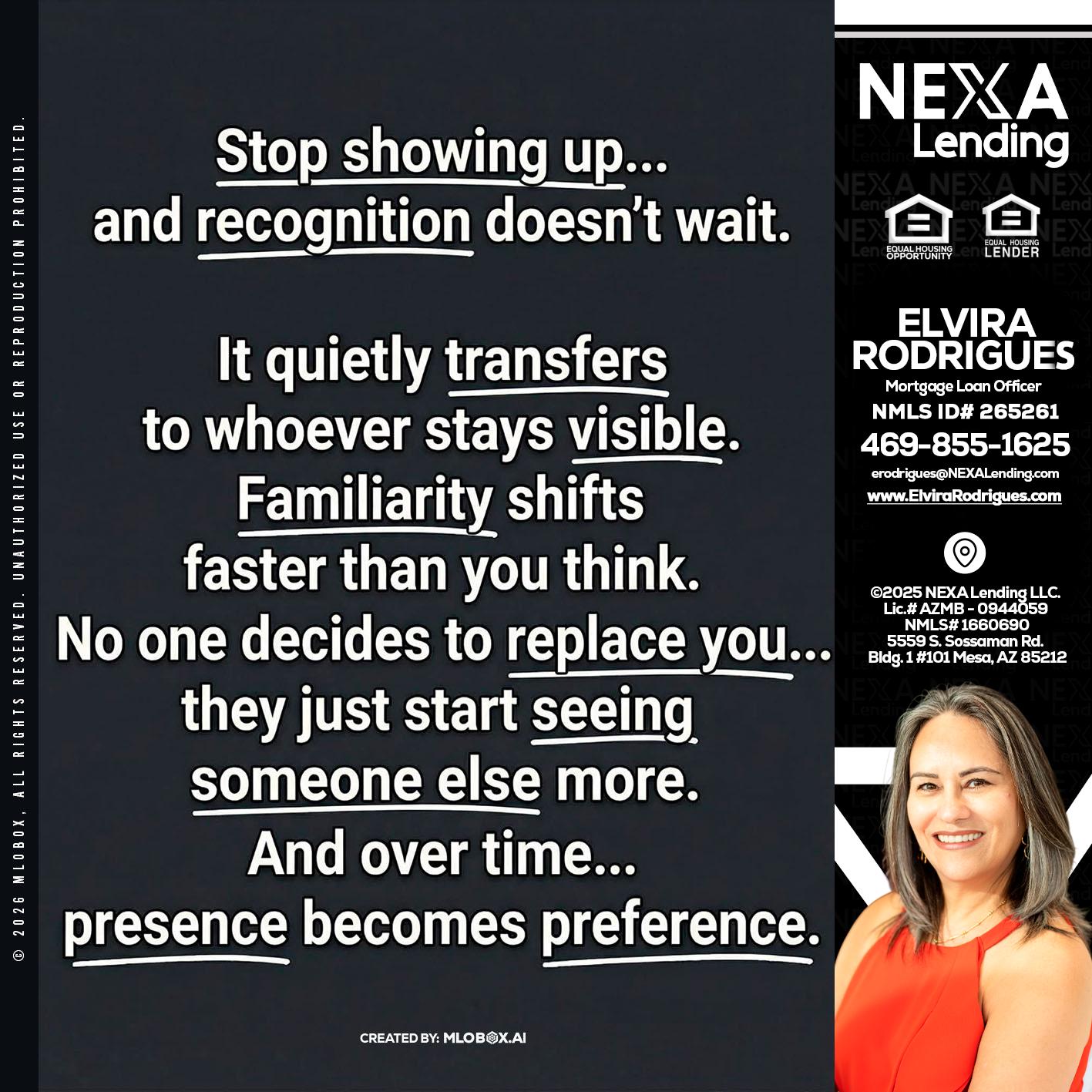 STOP SHOWING - Elvira Rodrigues -Mortgage Loan Officer