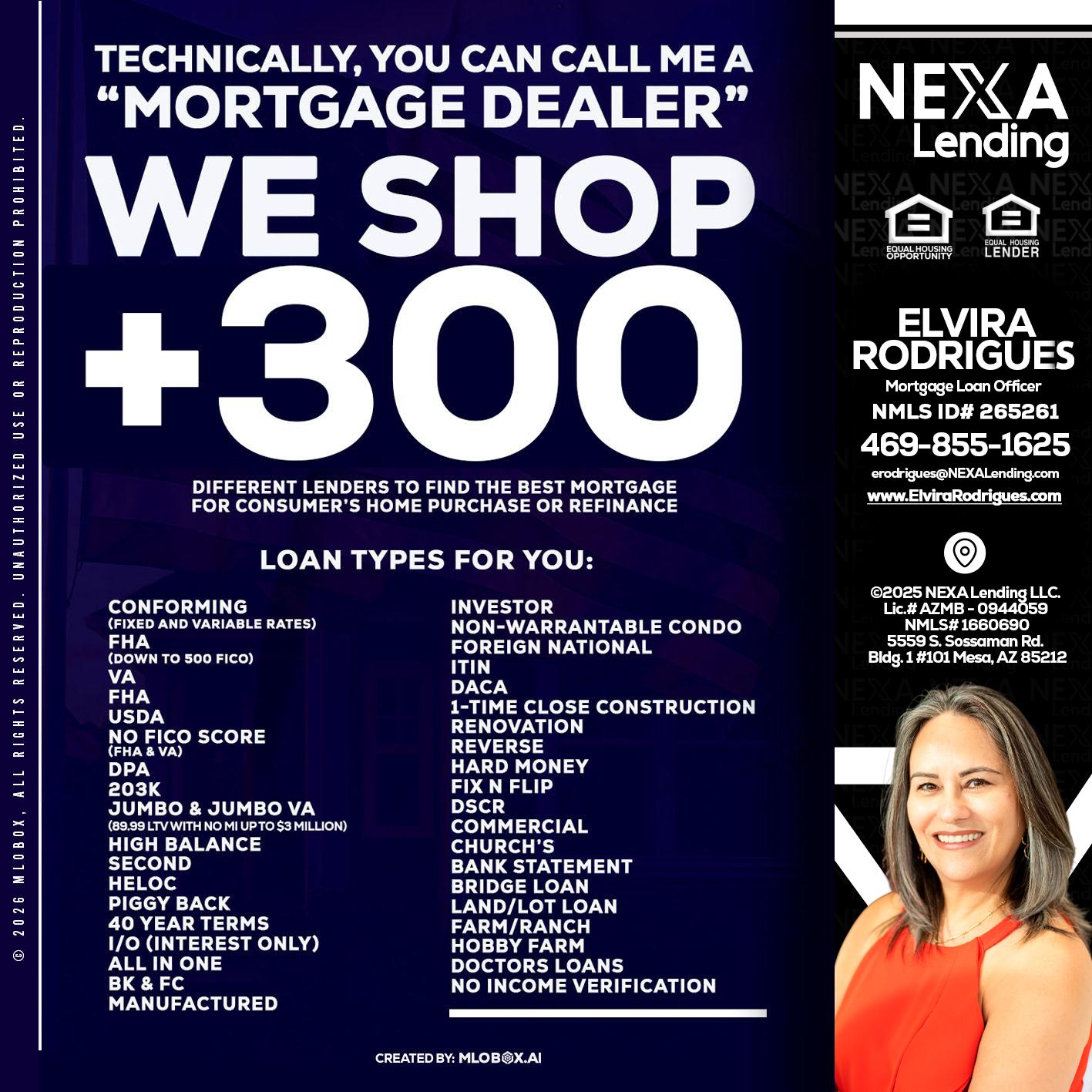 300+ LENDERS - Elvira Rodrigues -Mortgage Loan Officer