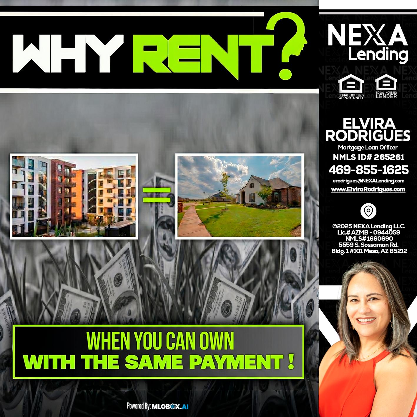 WHY RENT? - Elvira Rodrigues -Mortgage Loan Officer