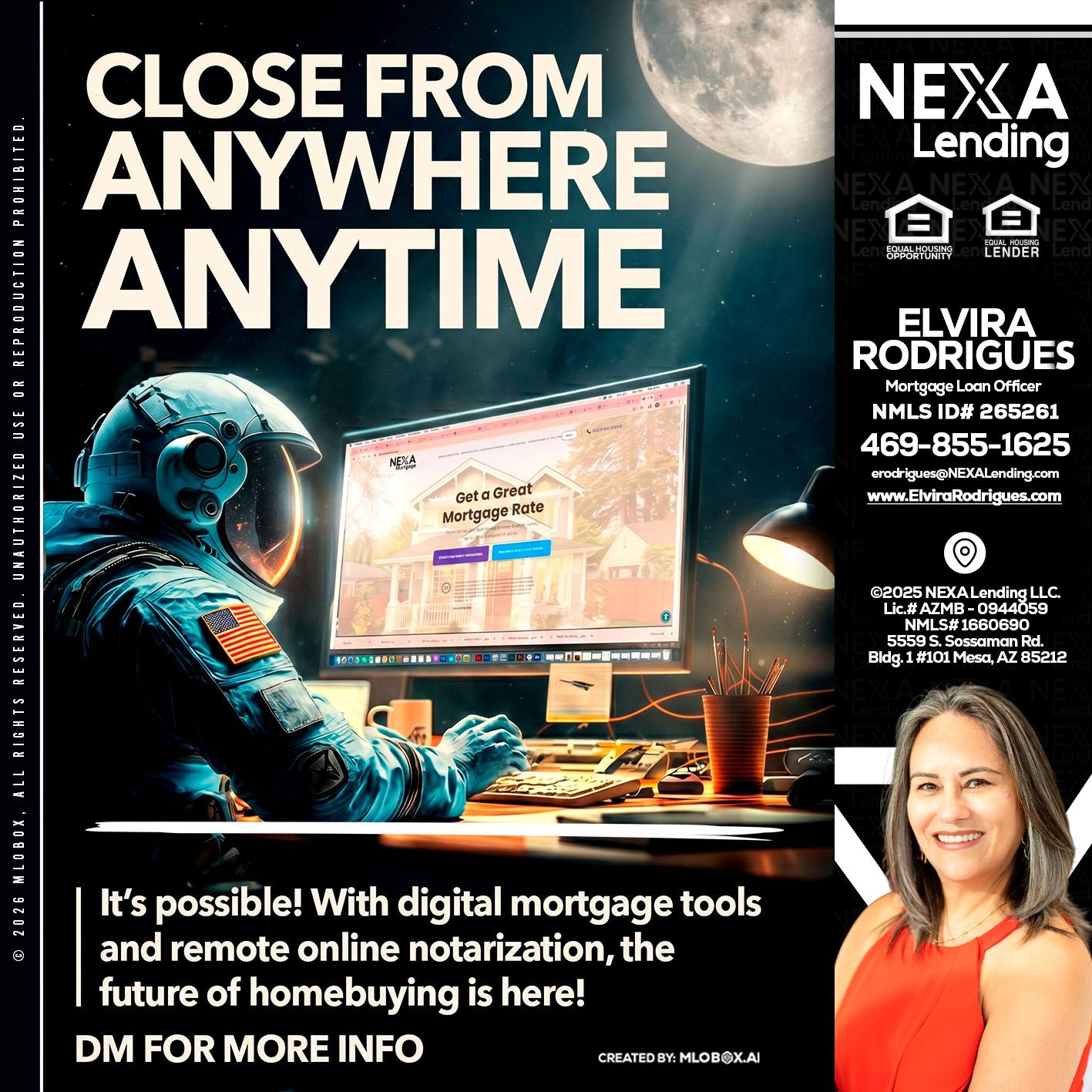 CLOSE FROM - Elvira Rodrigues -Mortgage Loan Officer