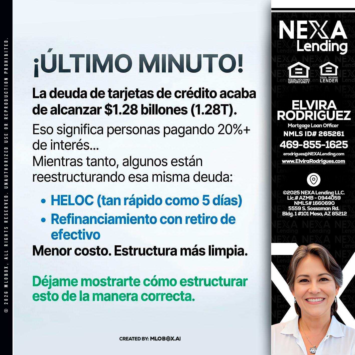 ultimo minuto - Elvira Rodrigues -Mortgage Loan Officer