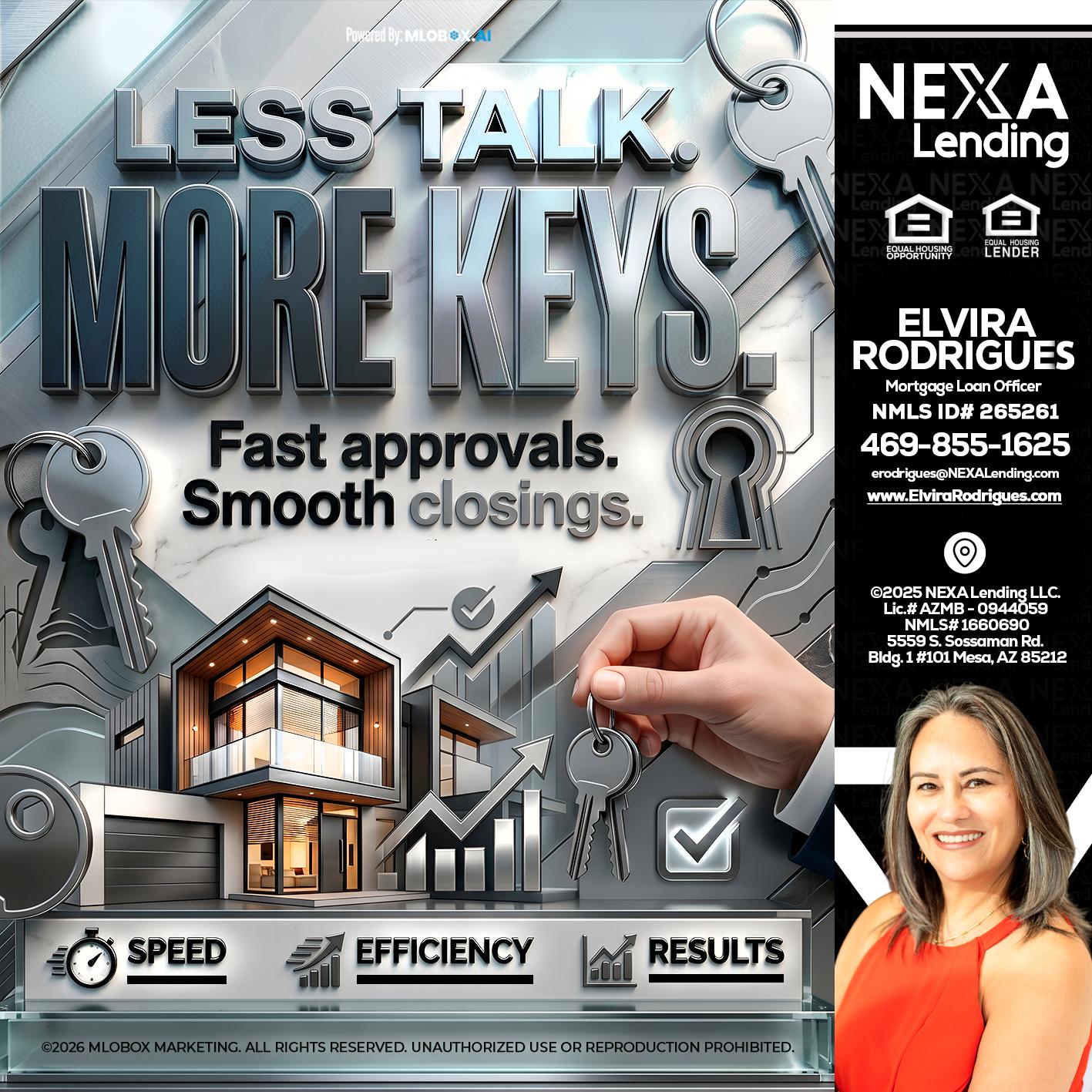 LESS TALK, MORE KEYS! - Elvira Rodrigues -Mortgage Loan Officer