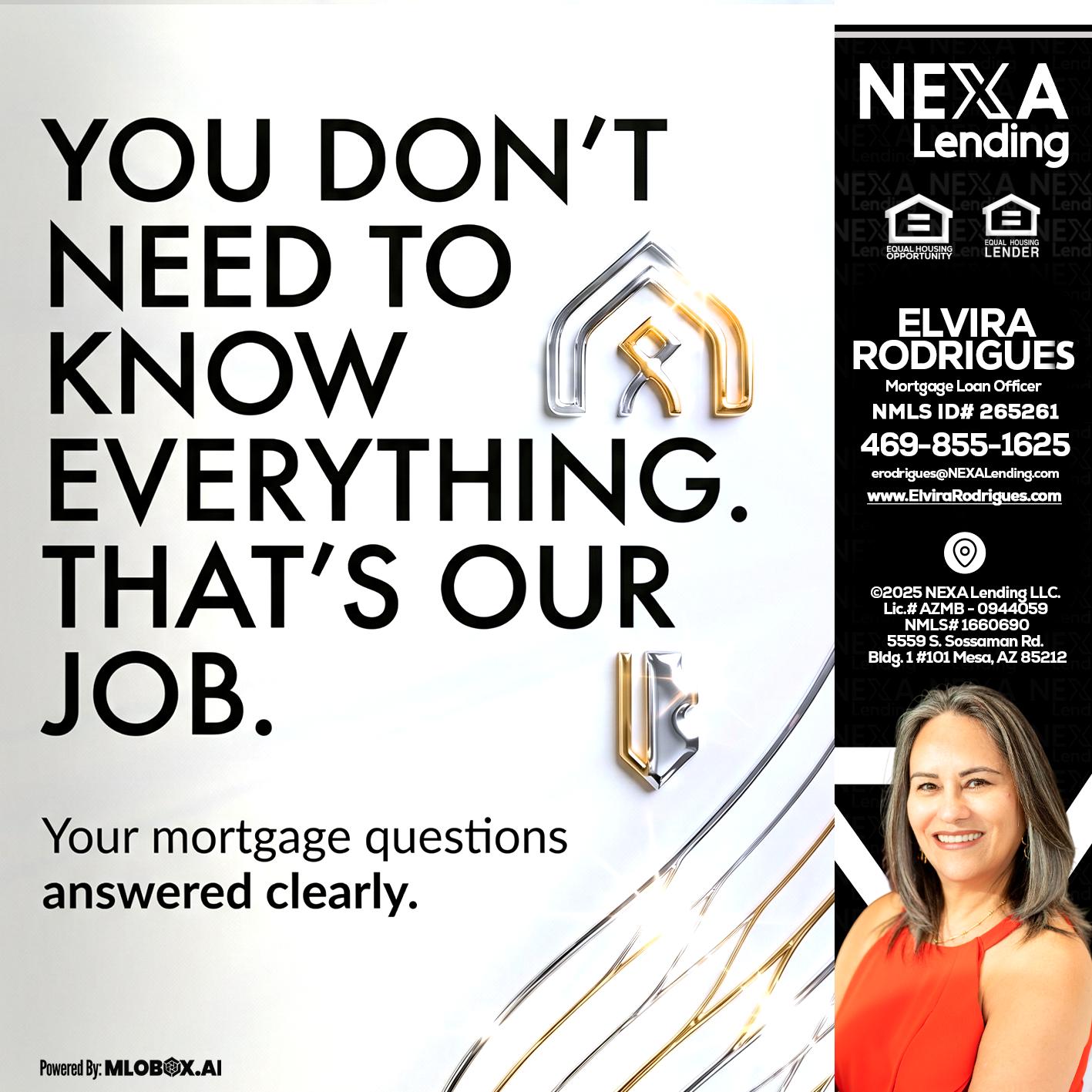 THAT IS OUR JOB - Elvira Rodrigues -Mortgage Loan Officer