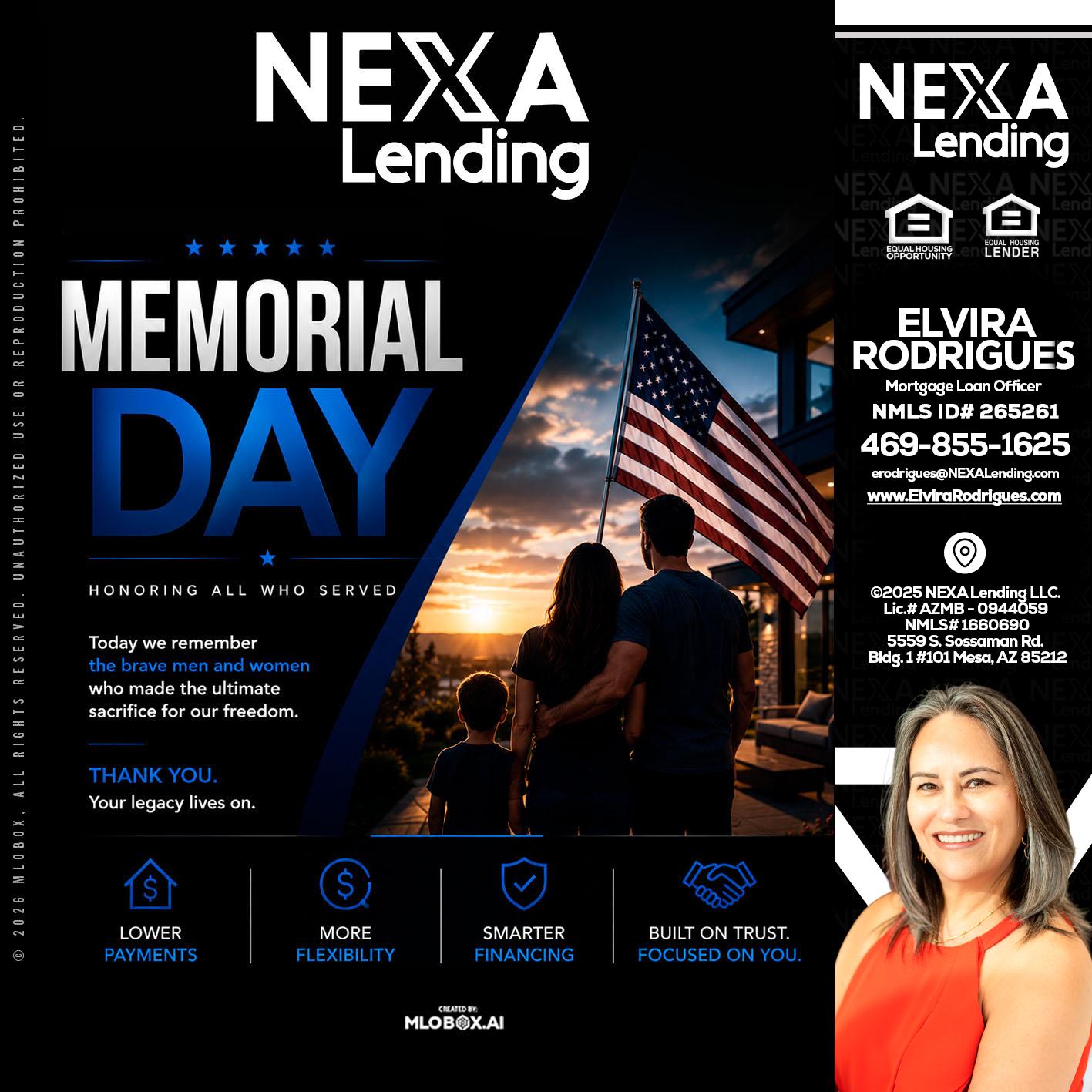 MEMORIAL DAY - Elvira Rodrigues -Mortgage Loan Officer
