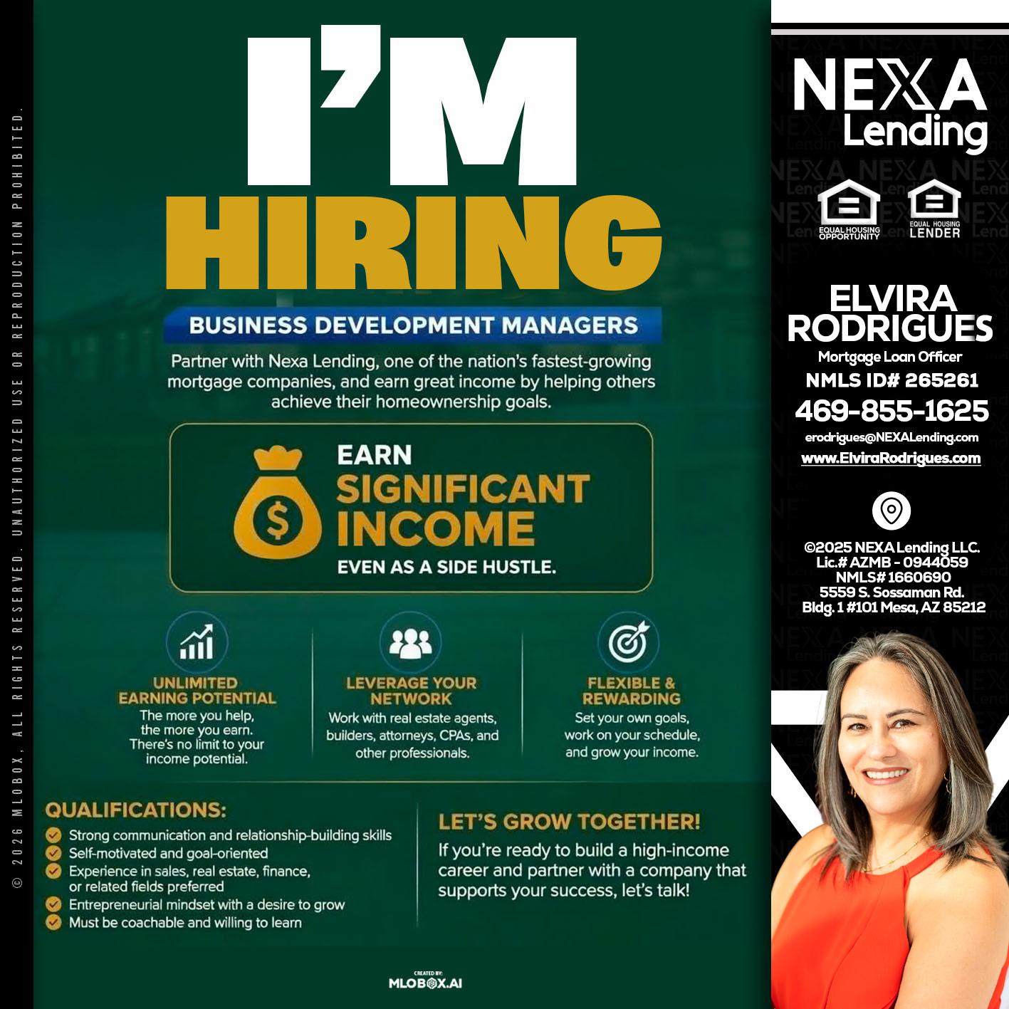 IM HIRING - Elvira Rodrigues -Mortgage Loan Officer