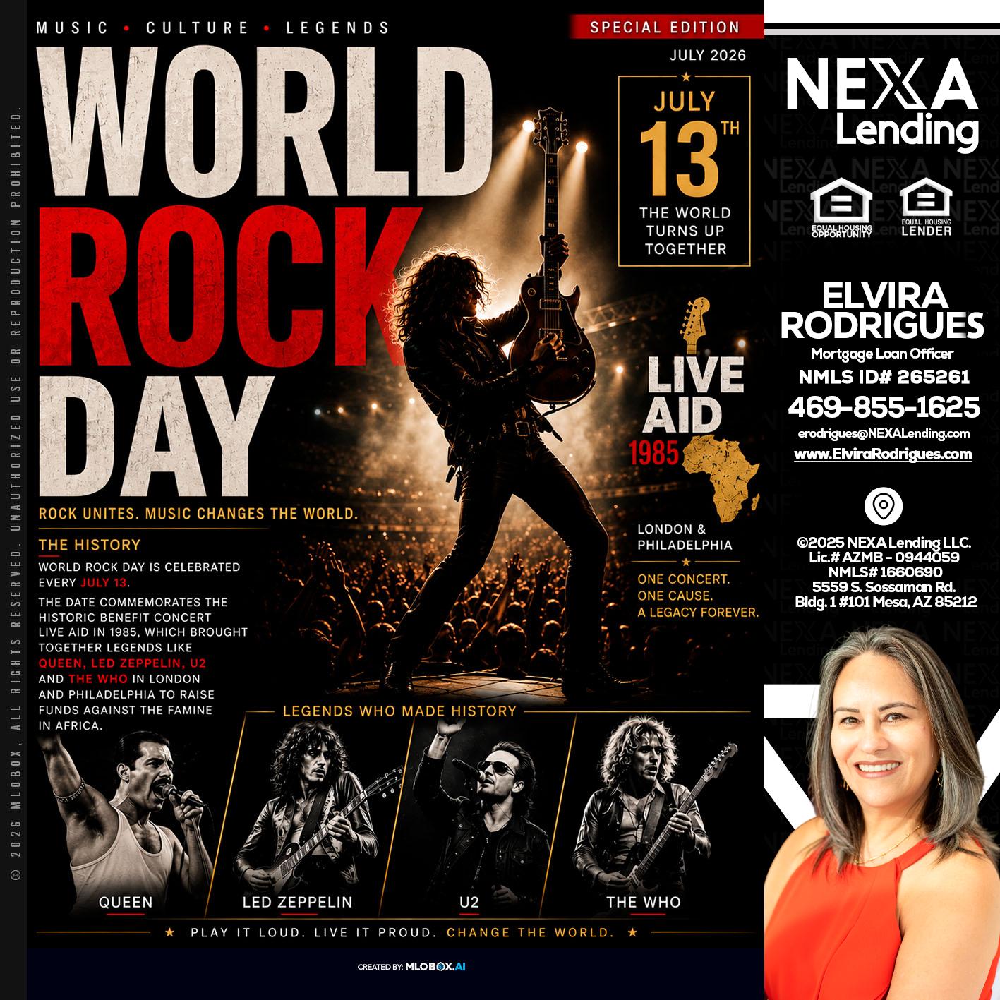WORLD ROCK MUSIC DAY - Elvira Rodrigues -Mortgage Loan Officer