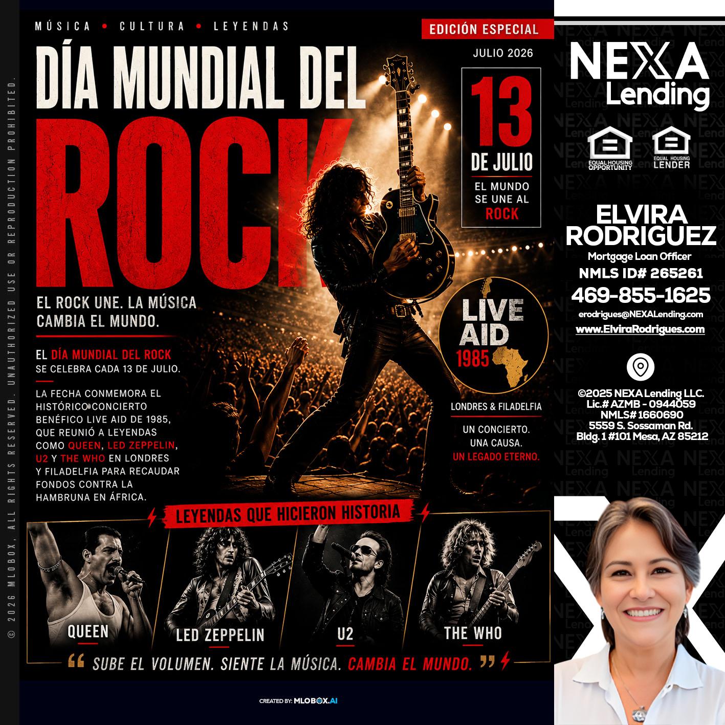 DIA MUNDIAL DEL ROCK - Elvira Rodrigues -Mortgage Loan Officer