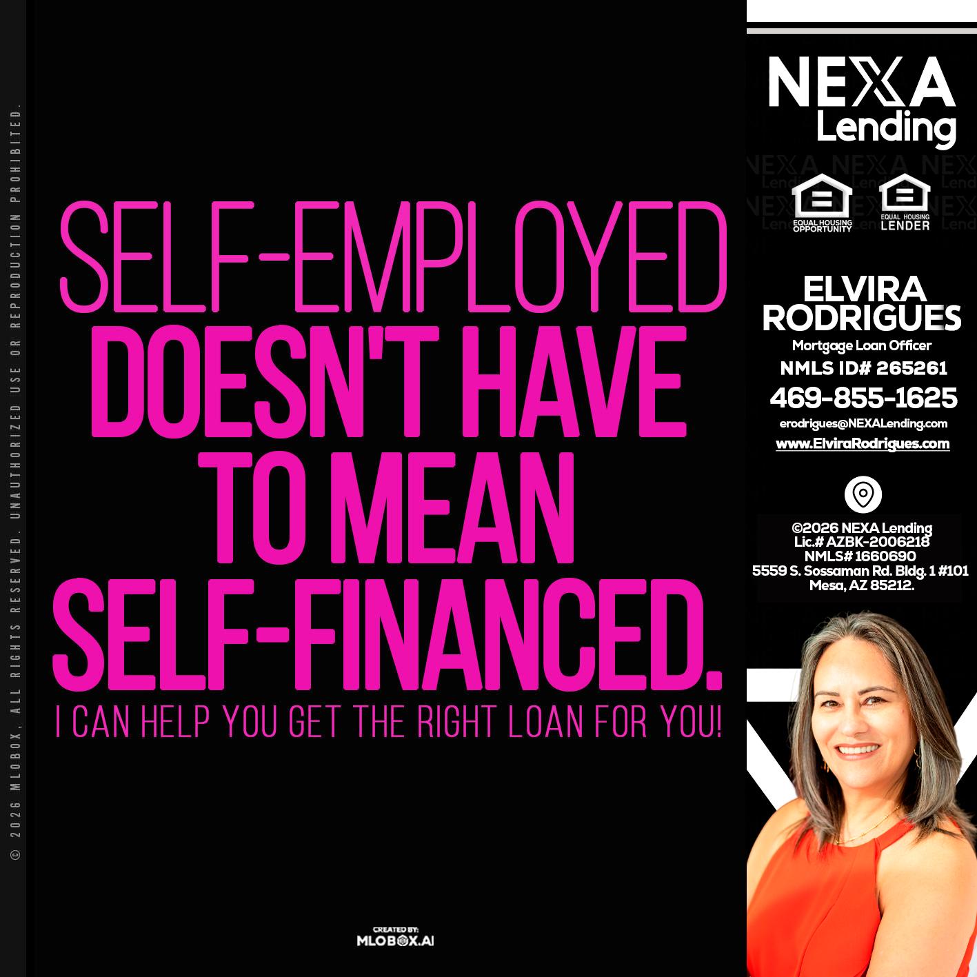 self employed - Elvira Rodrigues -Mortgage Loan Officer