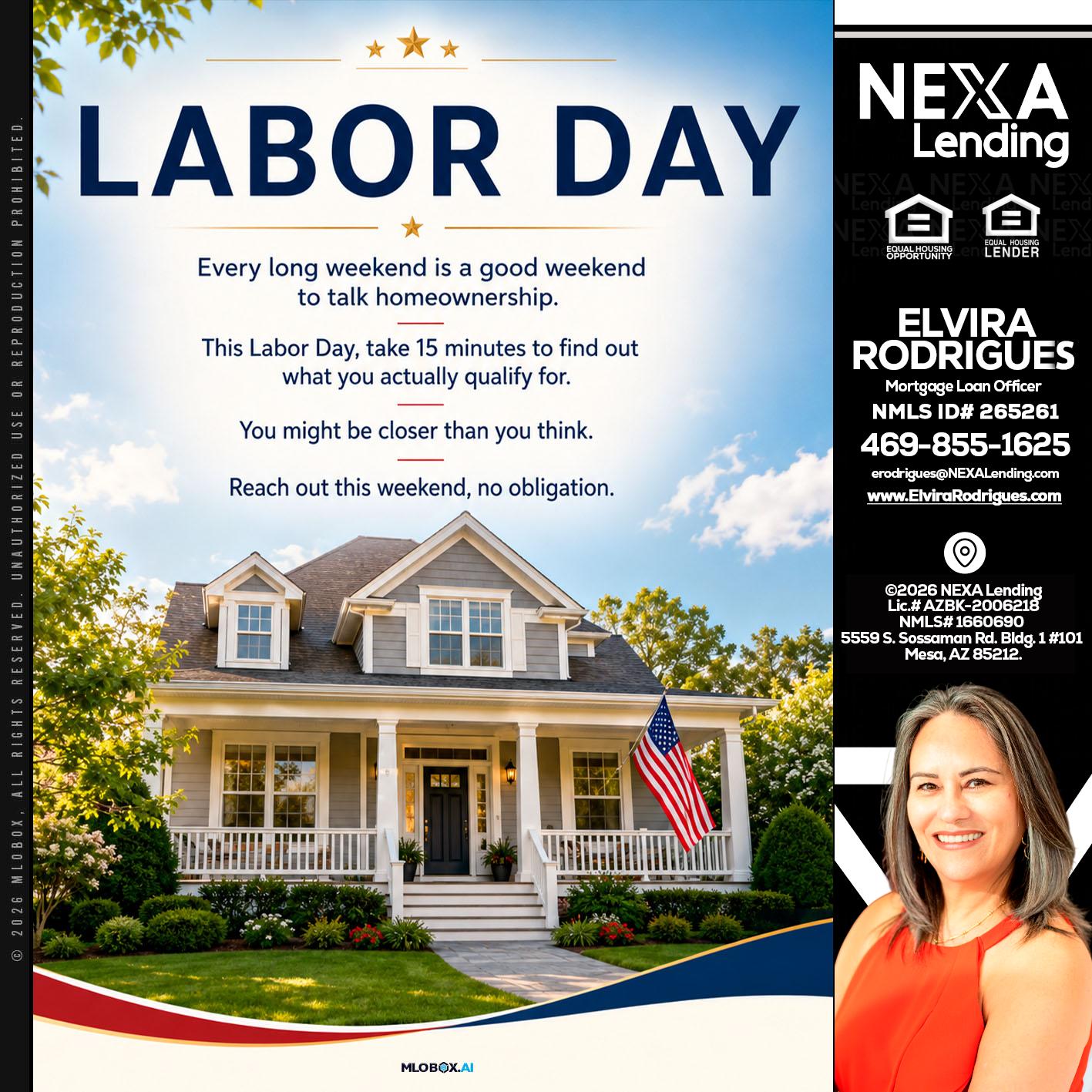 LABOR DAY - Elvira Rodrigues -Mortgage Loan Officer