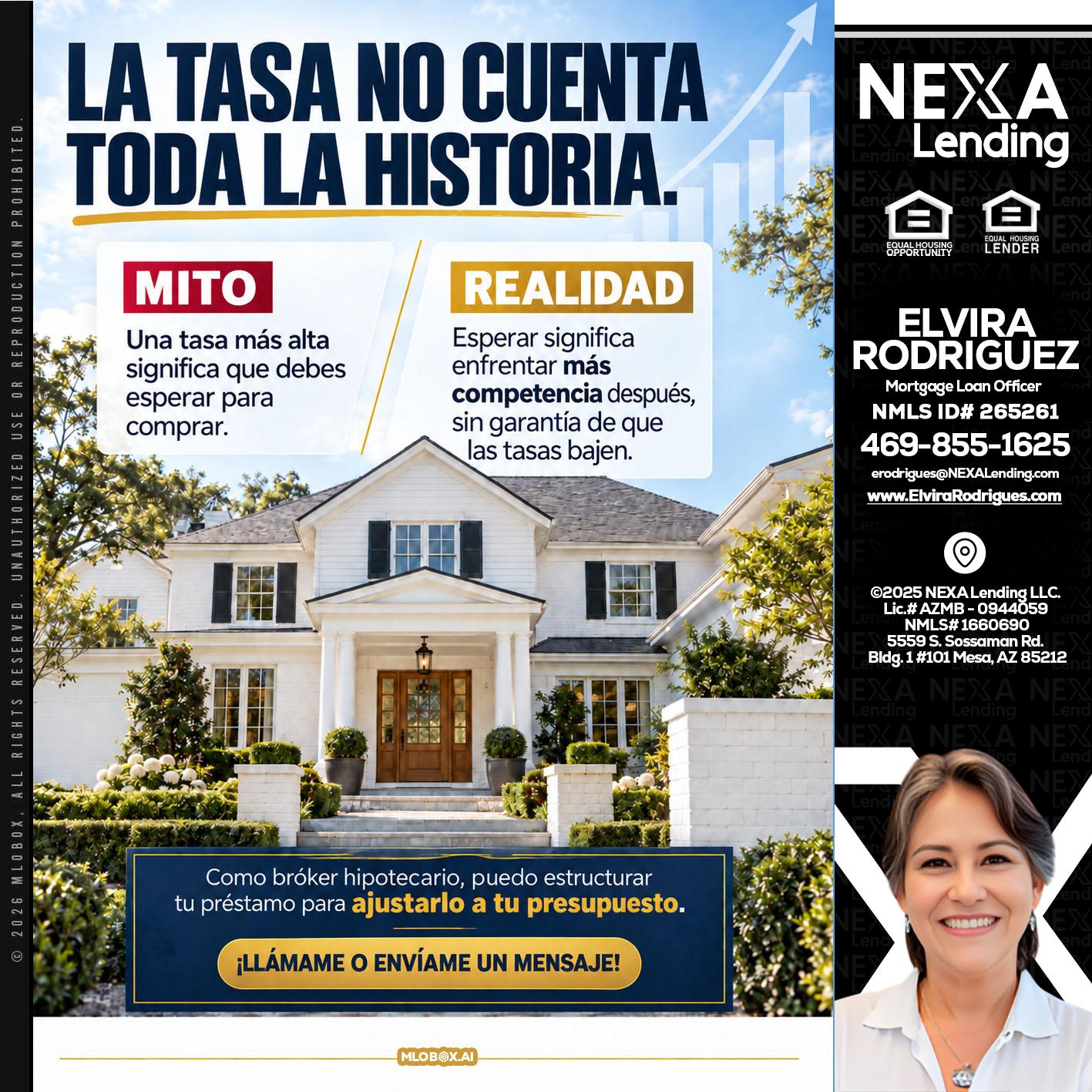 LA TASA NO - Elvira Rodrigues -Mortgage Loan Officer